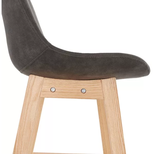 Tabouret de bar design scandinave en microfibre pieds couleur naturelle LILY (gris foncé)