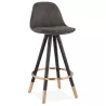 Tabouret de bar mi-hauteur vintage en microfibre pieds noirs et dorés VICKY MINI (gris foncé)