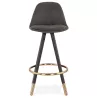 Tabouret de bar mi-hauteur vintage en microfibre pieds noirs et dorés VICKY MINI (gris foncé)