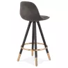 Tabouret de bar mi-hauteur vintage en microfibre pieds noirs et dorés VICKY MINI (gris foncé)