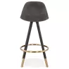 Tabouret de bar mi-hauteur vintage en microfibre pieds noirs et dorés VICKY MINI (gris foncé)