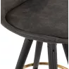 Tabouret de bar mi-hauteur vintage en microfibre pieds noirs et dorés VICKY MINI (gris foncé)