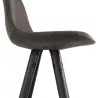 Tabouret de bar mi-hauteur vintage en microfibre pieds noirs et dorés VICKY MINI (gris foncé)