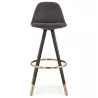 Tabouret de bar vintage en microfibre pieds noirs et dorés VICKY (gris foncé)