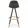 Tabouret de bar vintage en microfibre pieds noirs et dorés VICKY (gris foncé)