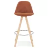 Tabouret de bar mi-hauteur scandinave en microfibre pieds bois couleur naturelle TALIA MINI (marron) à associer à Tabouret Snack