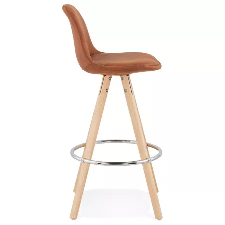 Cuscinetto scandinavo a media altezza in microfibra piedi legno colore naturale TALIA MINI (marrone) associarsi a Sgabello snack