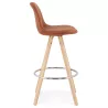 Tabouret de bar mi-hauteur scandinave en microfibre pieds bois couleur naturelle TALIA MINI (marron) à associer à Tabouret Snack