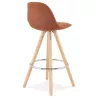 Tabouret de bar mi-hauteur scandinave en microfibre pieds bois couleur naturelle TALIA MINI (marron) à associer à Tabouret Snack