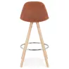 Tabouret de bar mi-hauteur scandinave en microfibre pieds bois couleur naturelle TALIA MINI (marron) à associer à Tabouret Snack