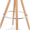 Cuscinetto scandinavo a media altezza in microfibra piedi legno colore naturale TALIA MINI (marrone) associarsi a Sgabello Snack