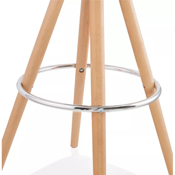 Tabouret de bar mi-hauteur scandinave en velours pieds bois couleur naturelle MERRY MINI (noir)