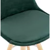 Tabouret de bar mi-hauteur scandinave en velours pieds bois couleur naturelle MERRY MINI (vert)