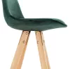 Tabouret de bar mi-hauteur scandinave en velours pieds bois couleur naturelle MERRY MINI (vert)