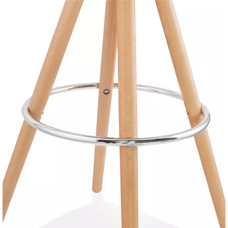 Tabouret de bar mi-hauteur scandinave en velours pieds bois couleur naturelle MERRY MINI (vert)