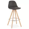 Tabouret de bar mi-hauteur scandinave en microfibre pieds bois couleur naturelle TALIA MINI (gris foncé)