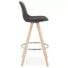 Tabouret de bar mi-hauteur scandinave en microfibre pieds bois couleur naturelle TALIA MINI (gris foncé)