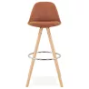 Tabouret de bar scandinave en microfibre pieds bois couleur naturelle TALIA (marron) à associer à Tabouret De Bar Chaise De Bar 