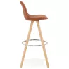 Scandinavian bar stool in microfiber feet wood natural color TALIA (brown) to associate with Bar Stool Comfortable Bar Chair For