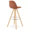 Tabouret de bar scandinave en microfibre pieds bois couleur naturelle TALIA (marron) à associer à Tabouret De Bar Chaise De Bar 