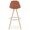 Tabouret de bar scandinave en microfibre pieds bois couleur naturelle TALIA (marron) à associer à Tabouret De Bar Chaise De Bar 