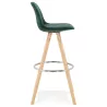 Tabouret de bar scandinave en velours pieds bois couleur naturelle MERRY (vert)