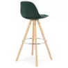 Tabouret de bar scandinave en velours pieds bois couleur naturelle MERRY (vert)