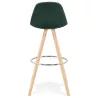 Tabouret de bar scandinave en velours pieds bois couleur naturelle MERRY (vert)