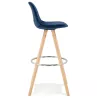 Tabouret de bar scandinave en velours pieds bois couleur naturelle MERRY (bleu)