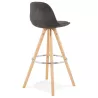 Tabouret de bar scandinave en microfibre pieds bois couleur naturelle TALIA (gris foncé)