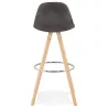 Tabouret de bar scandinave en microfibre pieds bois couleur naturelle TALIA (gris foncé)