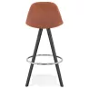 Tabouret de bar mi-hauteur vintage en microfibre pieds bois noir TALIA MINI (marron)