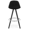 Tabouret de bar mi-hauteur design en velours pieds bois noir MERRY MINI (noir)