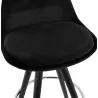 Tabouret de bar mi-hauteur design en velours pieds bois noir MERRY MINI (noir)