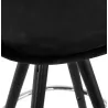 Tabouret de bar mi-hauteur design en velours pieds bois noir MERRY MINI (noir)