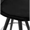 Tabouret de bar mi-hauteur design en velours pieds bois noir MERRY MINI (noir)