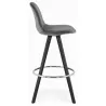 Tabouret de bar mi-hauteur design en velours pieds bois noir MERRY MINI (gris)