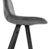 Tabouret de bar mi-hauteur design en velours pieds bois noir MERRY MINI (gris)