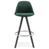 Tabouret de bar mi-hauteur design en velours pieds bois noir MERRY MINI (vert)