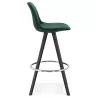 Tabouret de bar mi-hauteur design en velours pieds bois noir MERRY MINI (vert)