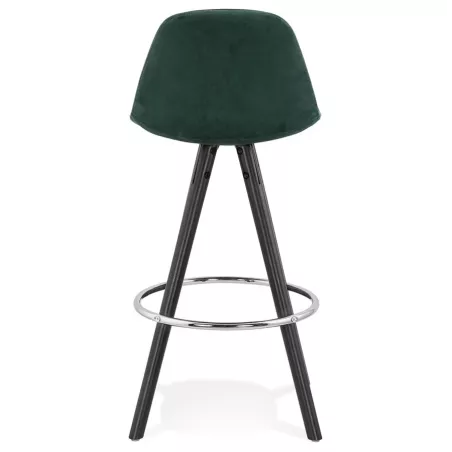 Tabouret de bar mi-hauteur design en velours pieds bois noir MERRY MINI (vert)