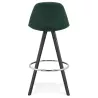 Tabouret de bar mi-hauteur design en velours pieds bois noir MERRY MINI (vert)