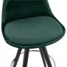 Tabouret de bar mi-hauteur design en velours pieds bois noir MERRY MINI (vert)