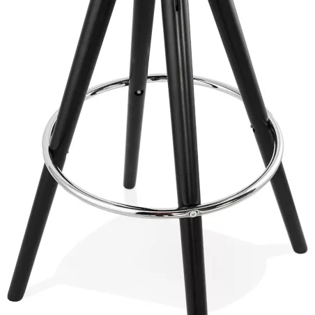 Tabouret de bar mi-hauteur design en velours pieds bois noir MERRY MINI (vert)