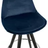 Tabouret de bar mi-hauteur design en velours pieds bois noir MERRY MINI (bleu)