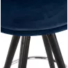 Tabouret de bar mi-hauteur design en velours pieds bois noir MERRY MINI (bleu)