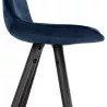 Tabouret de bar mi-hauteur design en velours pieds bois noir MERRY MINI (bleu)