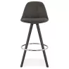 Tabouret de bar mi-hauteur vintage en microfibre pieds bois noir TALIA MINI (gris foncé)