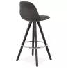 Tabouret de bar mi-hauteur vintage en microfibre pieds bois noir TALIA MINI (gris foncé)