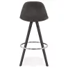 Tabouret de bar mi-hauteur vintage en microfibre pieds bois noir TALIA MINI (gris foncé)